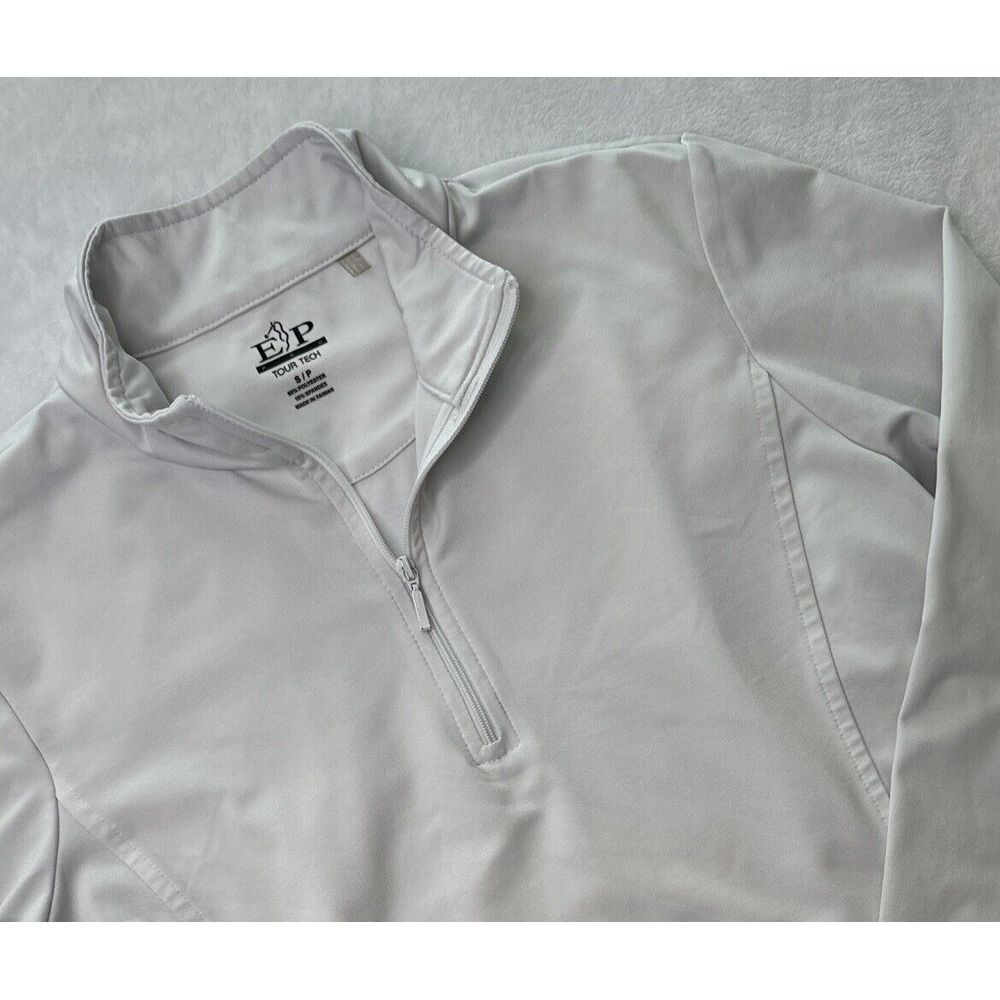 EP Pro Tour Tech SMALL Shirt Women WHITE Golf 1/4 Zip Long Sleeve ~ EXCELLENT